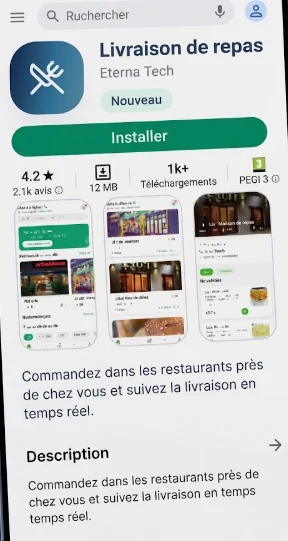 La fiche Google Play de l'application